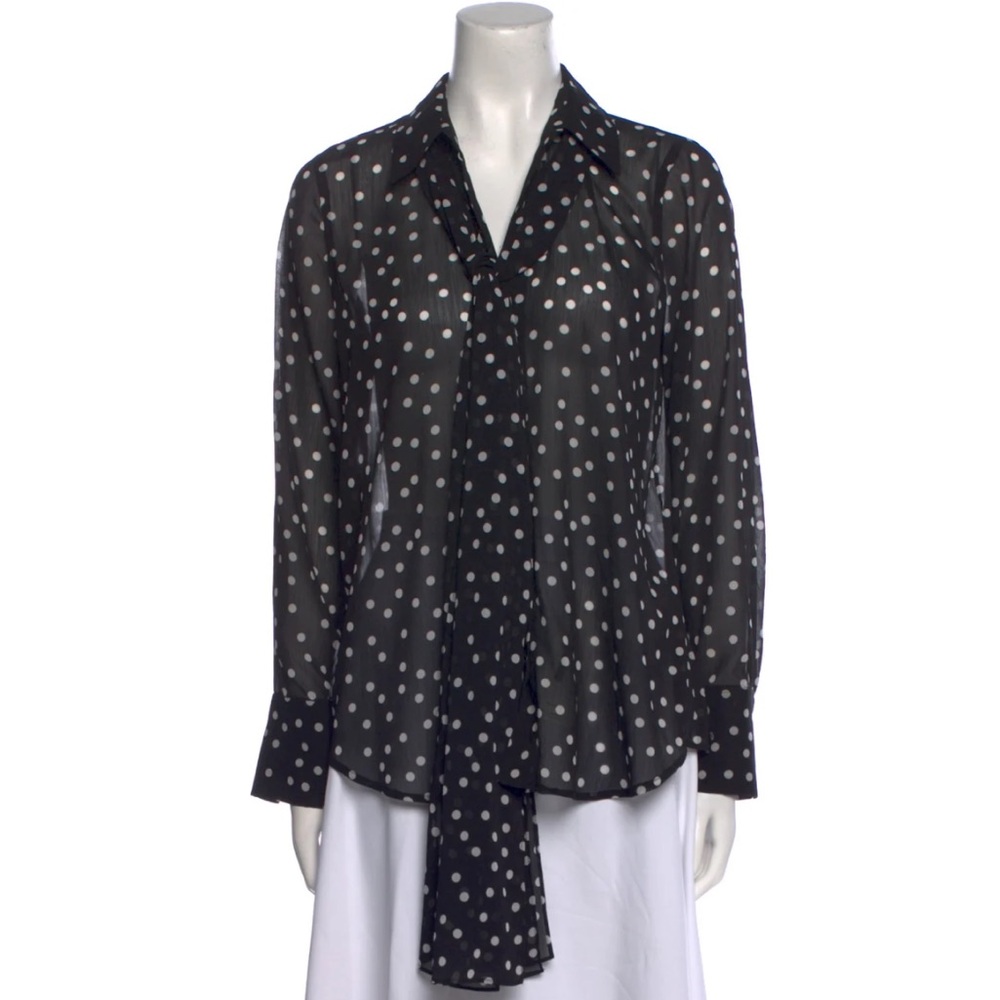 L'AGENCE Black and White Polka Dot Button-Up Shirt